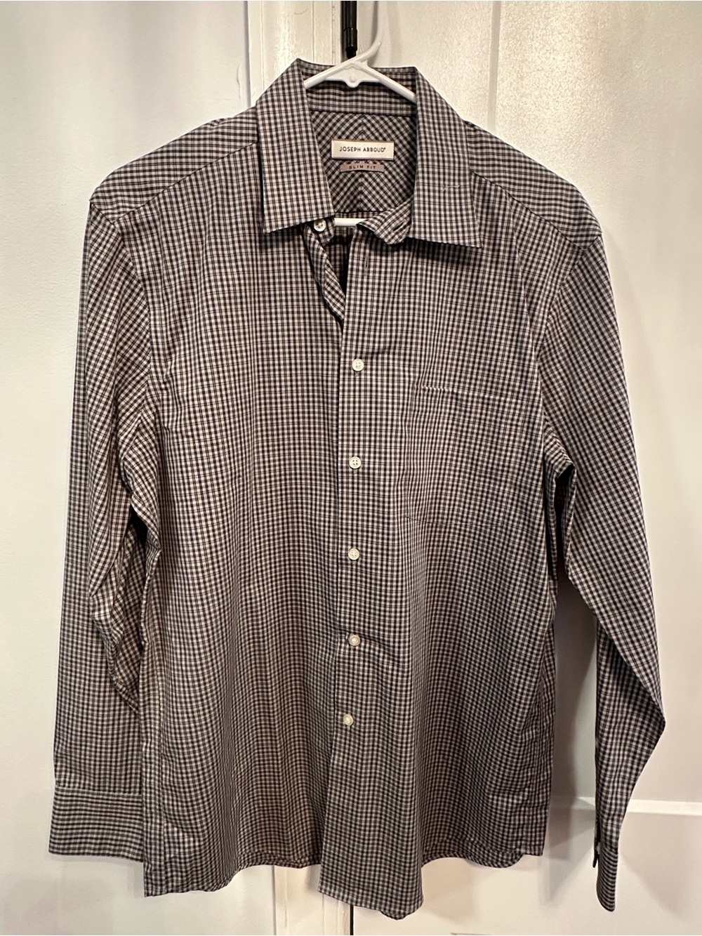 Joseph Abboud Men's Dark Gray & White Checkered Dress Shirt